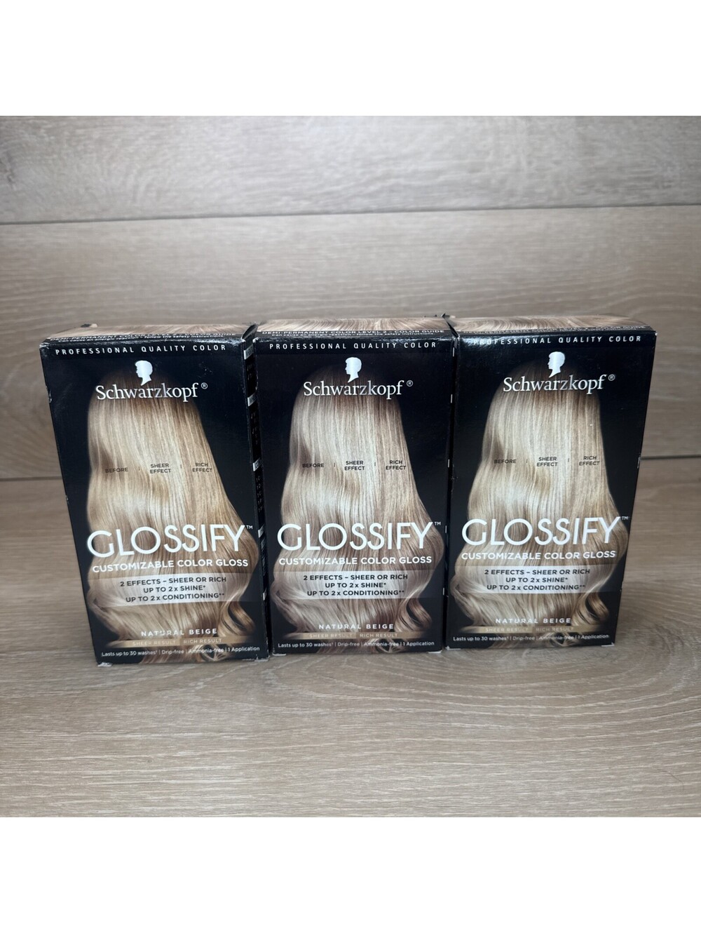 Schwarzkopf GLOSSIFY Customizable Color Gloss NATURAL BEIGE - LOT of 3